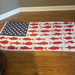 Patriotic Fish Flag with Red and Blue Design
